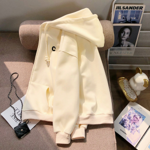 美式复古慵懒风薄款连帽卫衣外套女中长款小个子2023新款拉链开衫