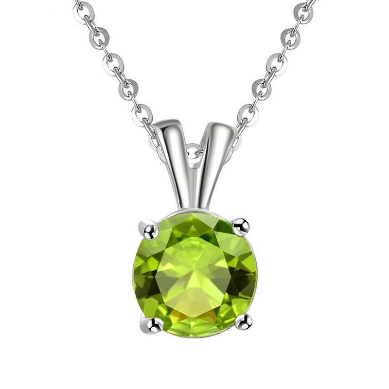 橄榄石s925短款简约生日礼物吊坠