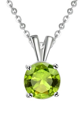 橄榄石s925短款简约生日礼物吊坠