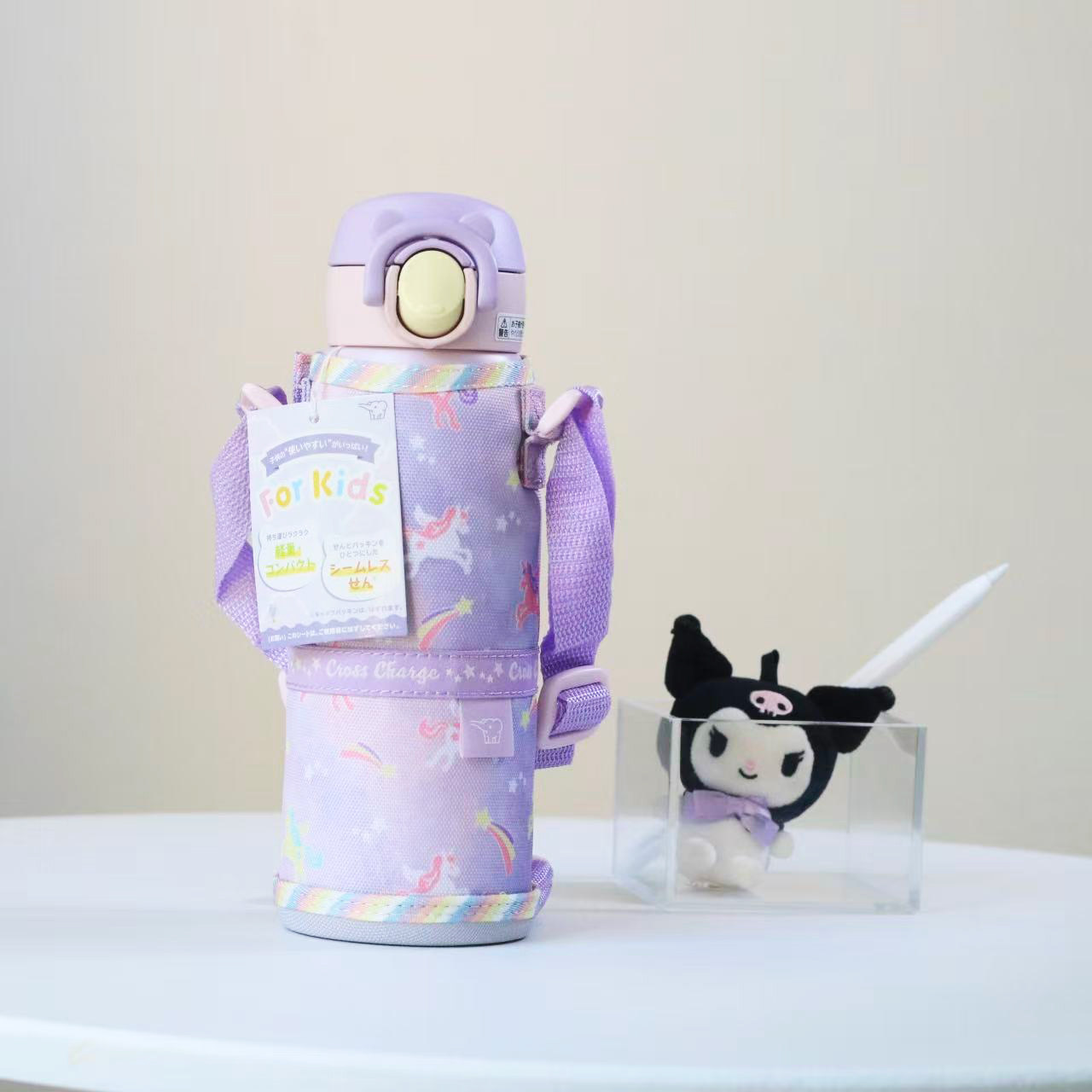 日本本土版象印儿童保温杯带杯套