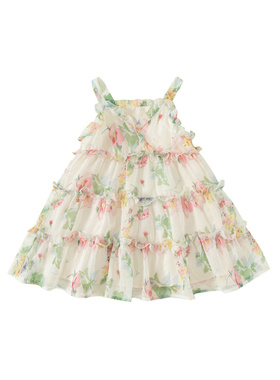 现货童装儿童碎花连衣裙甜美夏装裙子女童吊带公主裙洋气XQ24065