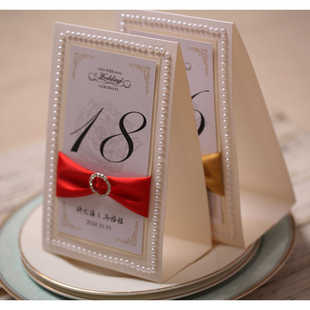 香槟珍珠席位卡个性婚宴桌卡婚礼桌牌贵宾席主桌生日宴会桌牌菜单