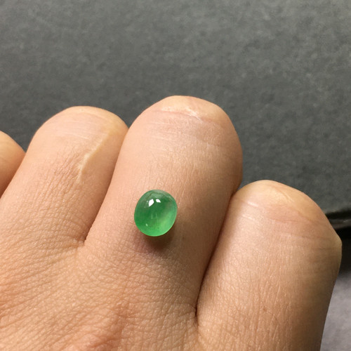缅甸A货翡翠金丝阳绿蛋面戒指