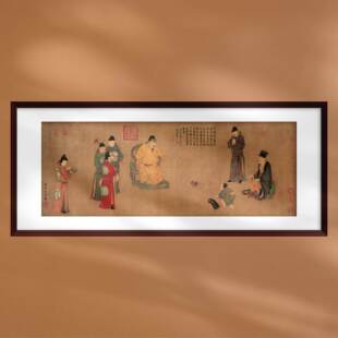 复古中国画张果老见唐明皇历史文化客厅沙发背景墙古典装饰画定制