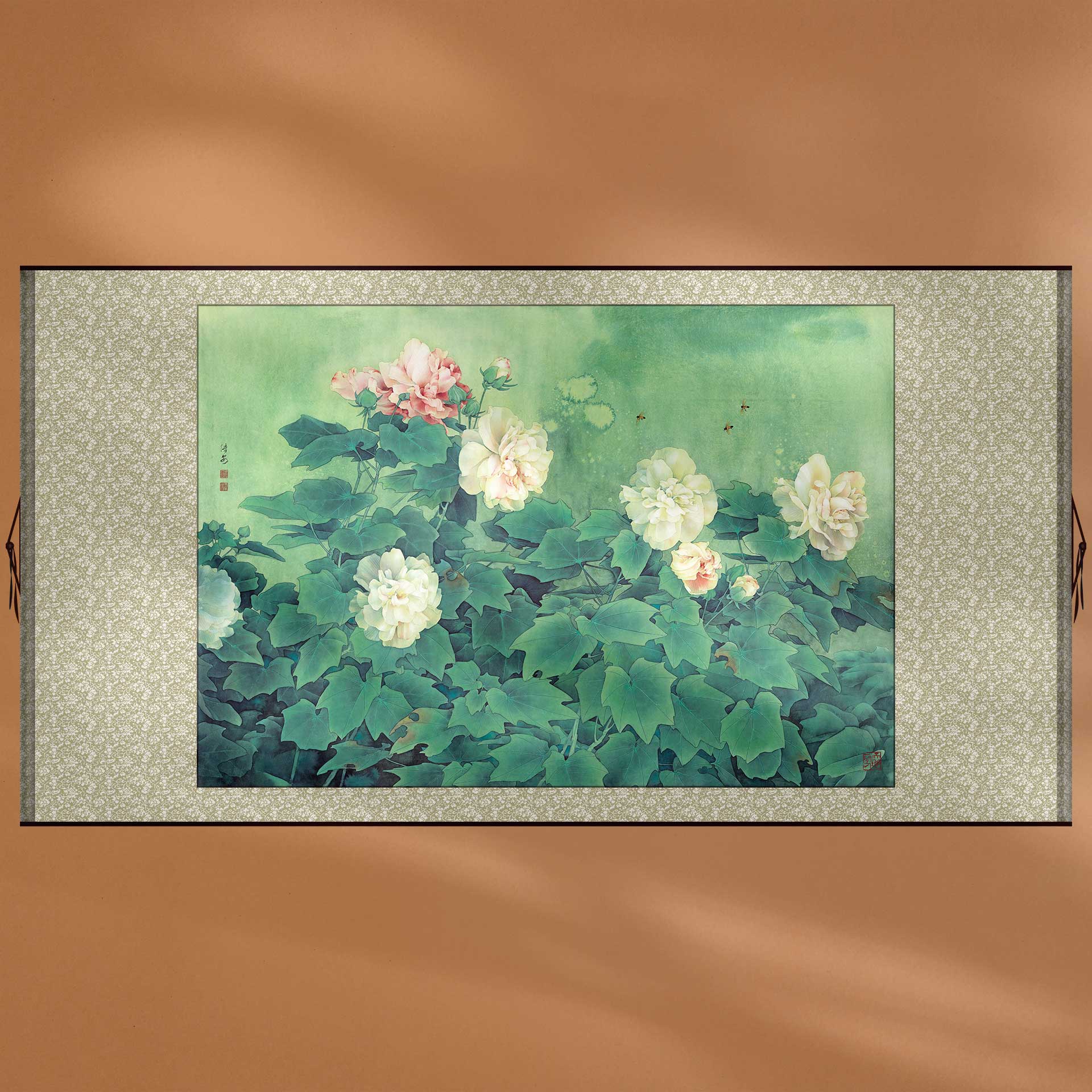 中国画富贵牡丹国色天香工笔花卉装饰画新中式背景墙宣纸打印画芯