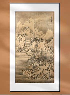 中国画雪景图仿古新中式装饰画挂轴宣纸画芯定制客厅酒店包房挂画