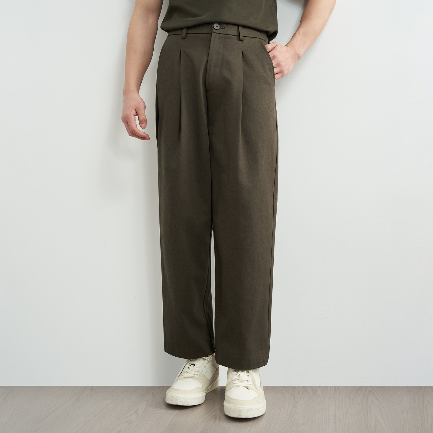 吉约蒙休闲西裤男宽松廓版商务通勤阔腿直筒垂感长裤绿色裤子,男装,西裤,淘宝优惠券,粉丝福利购,淘宝优惠卷