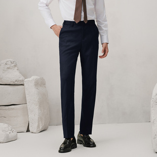 休闲高腰直筒垂感西服裤 吉约蒙男款 蓝色高级感抗皱商务正装 裤 西装