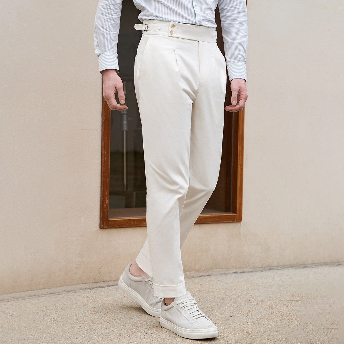 吉约蒙休闲裤男白色直筒