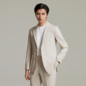 男套装 吉约蒙商务休闲通勤西装 春秋香槟色西服外套 轻薄泡泡纱