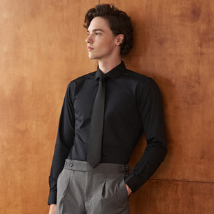 纯色商务修身 衬衫 工装 黑色免烫正装 衬衣 吉约蒙男士 内搭西装 长袖