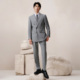 结婚新郎礼服高级商务西装 吉约蒙灰色双排扣西服男套装 含羊毛