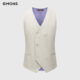 吉约蒙双排扣杏色西装 马甲男高级感结婚新郎英伦商务正装 马夹背心