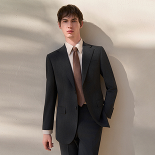 【零染可机洗】吉约蒙西装男套装深灰色新郎结婚礼服商务职业正装