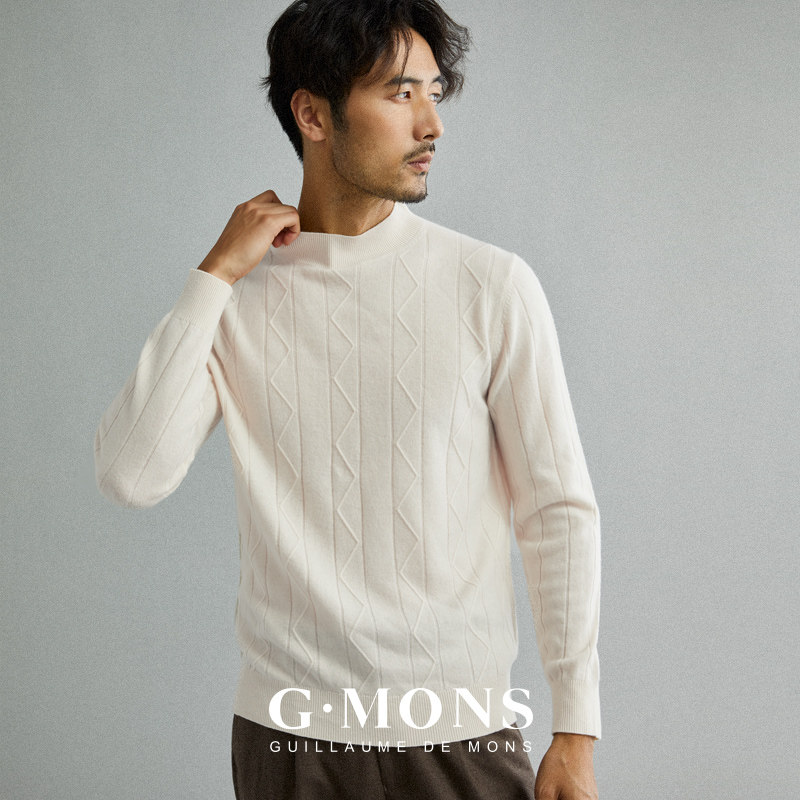 吉约蒙羊毛衫男半高领米白色套头毛衣休闲针织衫男羊绒衫保暖冬季|ruв категории Мужская одежда, свитер/свитер - от Buy2taobao.com для оказания профессиональной услуги покупки агента Taobao