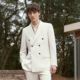西服新郎结婚礼服 男双排扣白色修身 含羊绒 吉约蒙羊毛西服套装