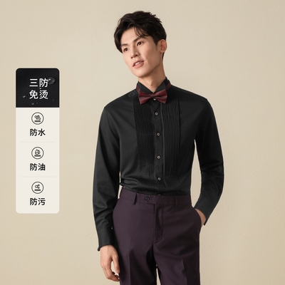 新郎结婚礼服燕子领宴会免烫衬衫