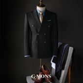 布雷泽 吉约蒙双排扣西装 男套装 黑色休闲修身 结婚礼服西服外套