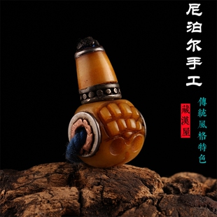 尼泊尔藏式牛骨铜寒铁佛珠手串配饰件阿呆三通佛头金刚星月百香