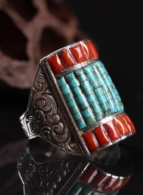 尼泊尔西藏松石民族风夸张戒指