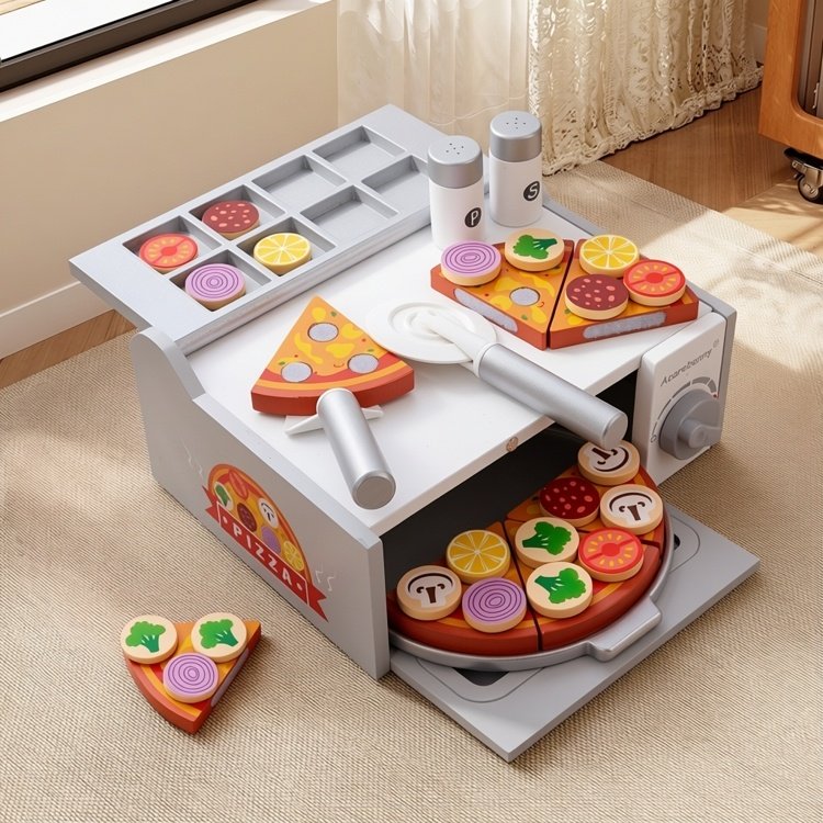 宝宝木质切切看乐仿真披萨厨房玩具儿童过家家礼物幼儿园区角玩具