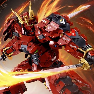 小鲁班甲斐武士之虎机甲拼装积木男孩益智组装模型摆件礼物1183