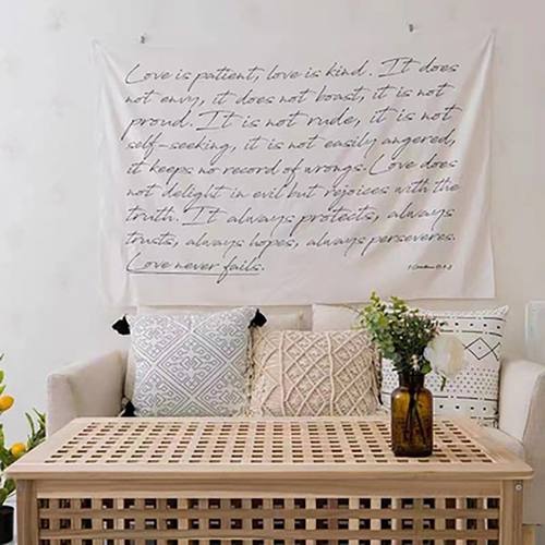 爱的颂歌背景布英文字母北欧ins挂布网红房间床卧室装饰简约墙布