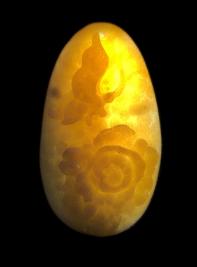 天然珊瑚玉精品果冻蝶恋花蝴蝶立体雕刻牌子吊坠项链一物一图玉化