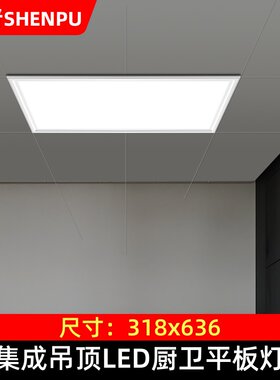 318x636长方形扣板灯适用于法狮龙美而雅集成吊顶厨卫间LED平板灯