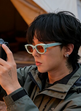 GD权志龙同款墨镜灰绿色眼镜窄框痞帅气质韩版复古潮流太阳眼镜