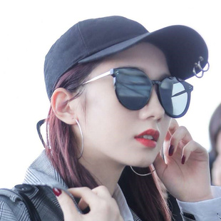 网红街拍明星孟美岐同款 韩国墨镜女潮2020小脸长脸复古个性 眼镜