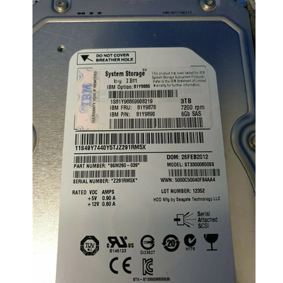 IBM SAS FRU 81Y9878 3T/3TB 3.5 7.2K DS3500 DS3512存储硬盘