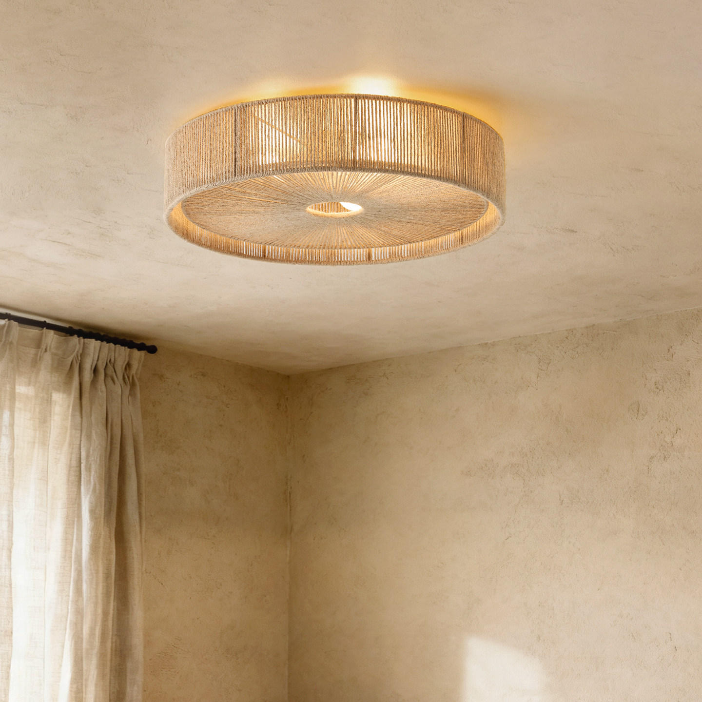 麻绳吸顶灯设计师民宿餐厅复古侘寂风日式手工编织卧室书房装饰灯