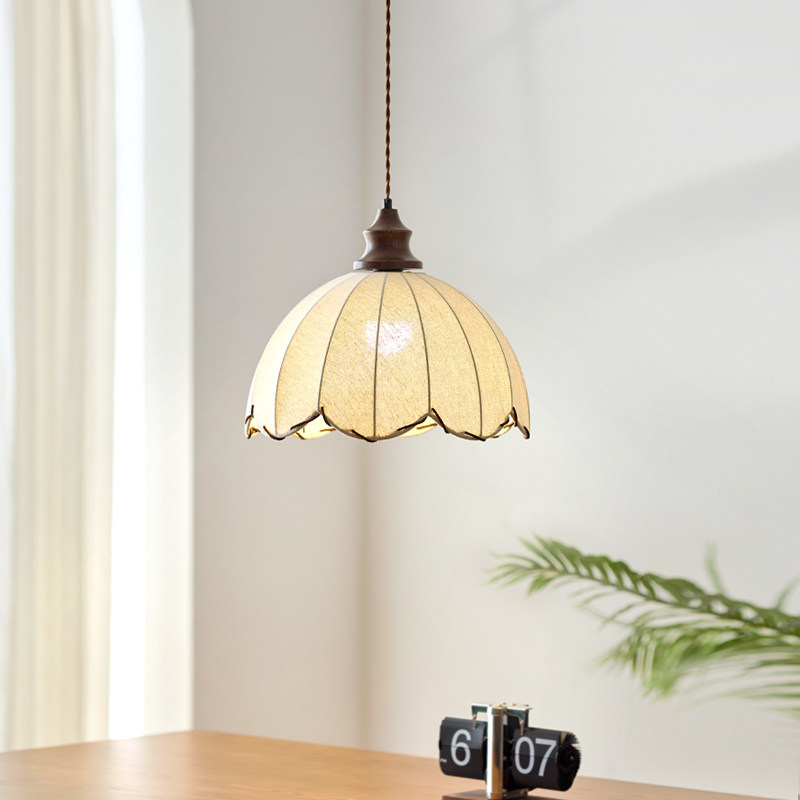 复古风法式卧室灯布艺小吊灯麻布中古客厅餐厅吧台实木衣帽间灯具,家装灯饰光源,餐厅吊灯,淘宝优惠券,粉丝福利购,淘宝优惠卷