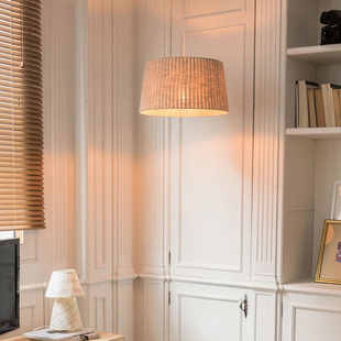 饰吊灯 简约现代客厅餐厅手工编织卧室书房民宿酒店亚麻装 日式 风格