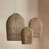 民宿侘寂风客厅吊灯日式 餐厅复古藤编手工新中式 禅意茶室卧室酒店