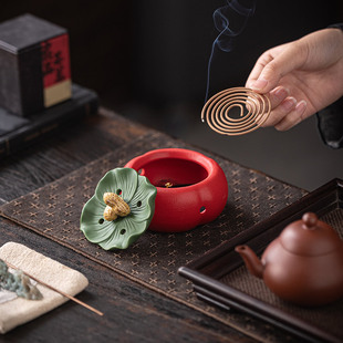 【好柿花生】创意柿子盘香炉家用室内檀香沉香香薰炉茶几禅意摆件