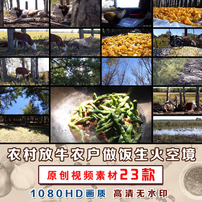 农村农户放牛扒蒜剥蒜铁锅炒菜土豆干鸭子鹅空境原创实拍视频素材