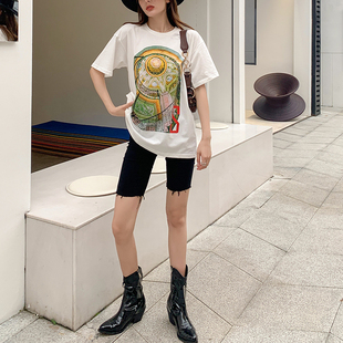 nice彩色梅尔克巴洛克旋梯白色圆领宽松短袖 清仓现货 TOO T恤