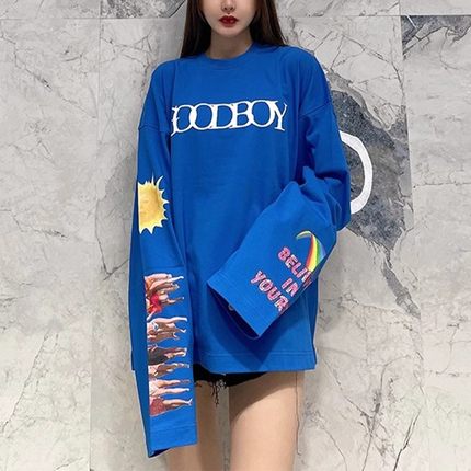 清仓 一件4折 两件2.8折 不退不换 XOXOGOODBOY 宽松喇叭长袖T恤