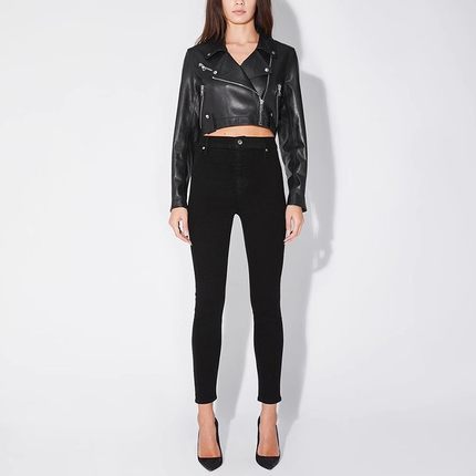 现货 RtA denim alvy 高腰黑色显瘦腿长紧身九分直筒小脚牛仔裤女