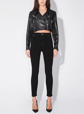 现货 RtA denim alvy 高腰黑色显瘦腿长紧身九分直筒小脚牛仔裤女