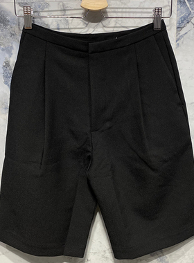 现货 N TOO L黑色醋酸开衩显瘦百慕大五分西装自行车骑行中短裤女