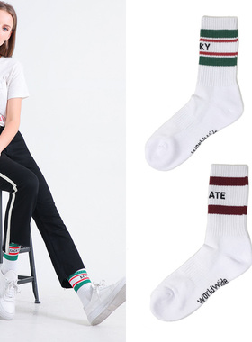 【限时优惠】清仓现货 N TOO L 字母条纹白色百搭运动短袜两色