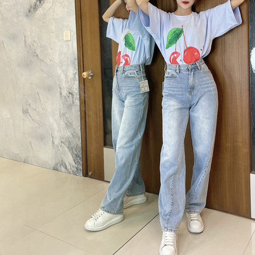 阔腿拖地牛仔裤长裤常规