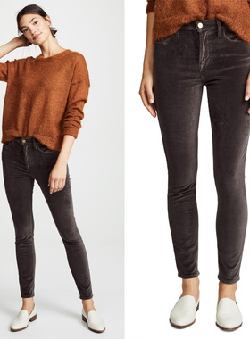 【瑕疵5折特卖】Frame COH 高腰炭灰色天鹅绒九分小脚裤 白色短裤