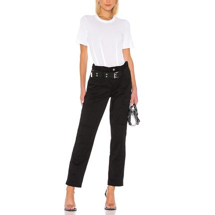 现货 RtA denim泫雅高收腰带口袋显瘦阔腿老爹直筒工装裤女黑棕色