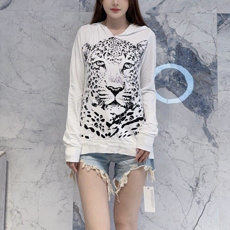 国内现货 Lauren Moshi 白色时尚豹子头小骷髅宽松连帽长袖卫衣女,女装/女士精品,卫衣/绒衫,淘宝优惠券,粉丝福利购,淘宝优惠卷