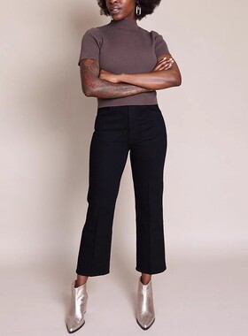 国内现货 Goldsign 高腰宽松百搭九分显瘦直筒牛仔裤黑色中蓝色色