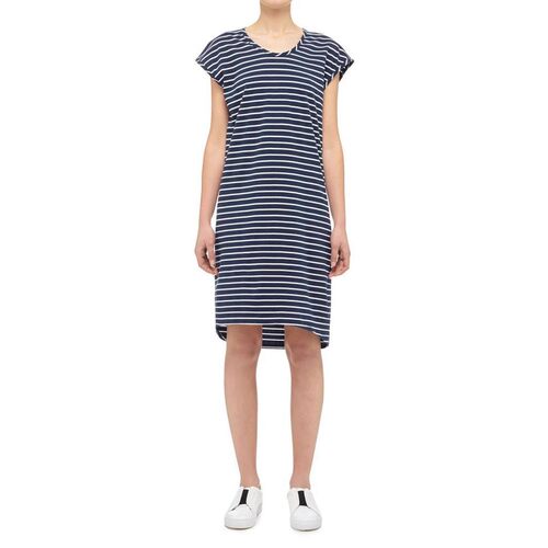 清仓现货 Nobody Denim蓝色条纹有机棉显瘦圆领宽松短袖T恤连衣裙
